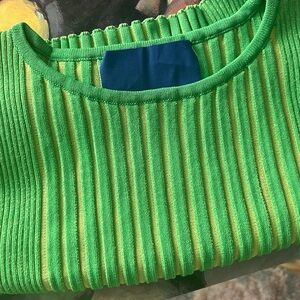 Simon Miller Vibrant Green Ribbed Knit Crew Top